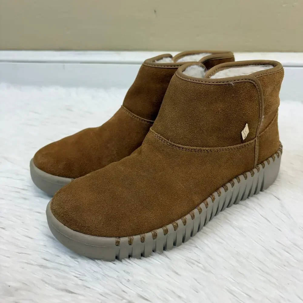 Skechers Go Walk Smart Suede Ankle Boots Faux Fur Lining Size 7.5